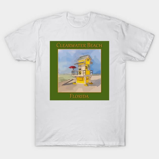 Cute lifeguard tower in Clearwater Beach Florida T-Shirt by WelshDesigns